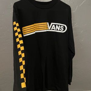Black Vans Long Sleeve w/ White/Yellow Logo